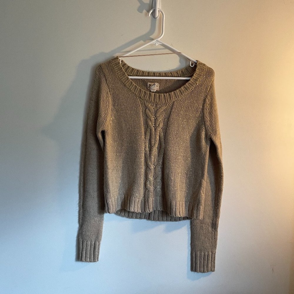 Mudd cable knit sweater w/ gold flecks
